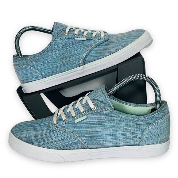 Vans Atwood Striped Blue / Aqua Green Sneakers Women's 8 - Picture 1 of 11